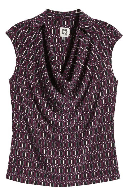 Shop Anne Klein Geo Print Cowl Neck Sleeveless Top In Anne Black Multi