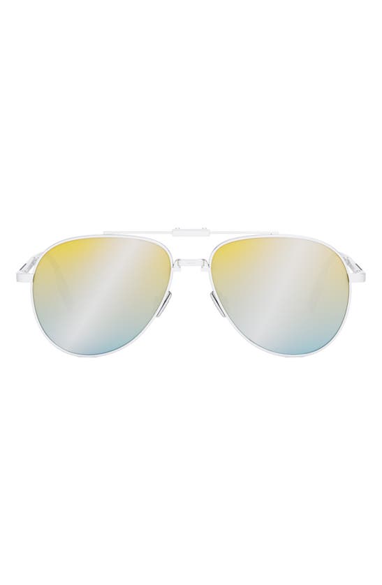 Shop Dior '90 A1u 57mm Sunglasses In Shiny Palladium / Blu Mirror