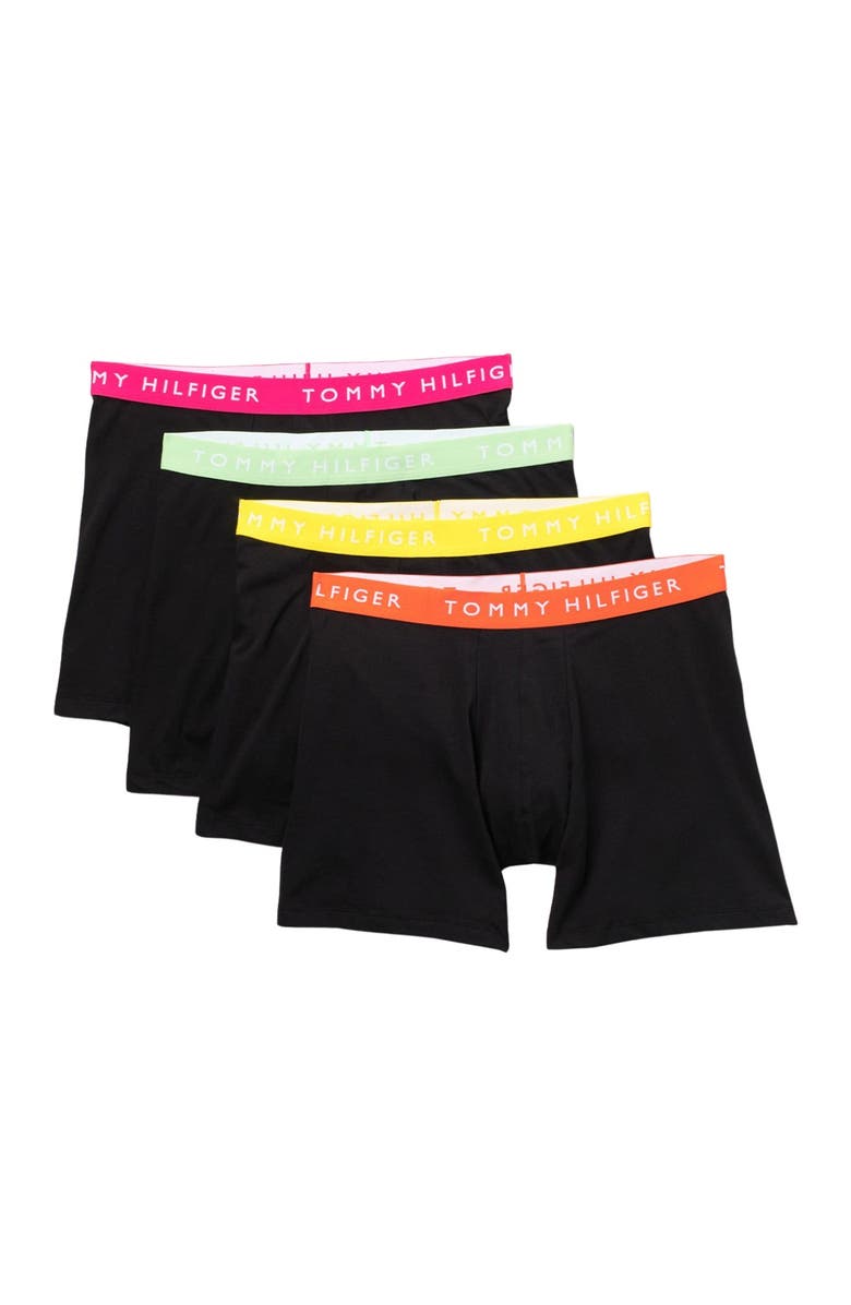 TOMMY HILFIGER Cotton Stretch Boxer Briefs - Pack of 4, Main, color, PACIFICO