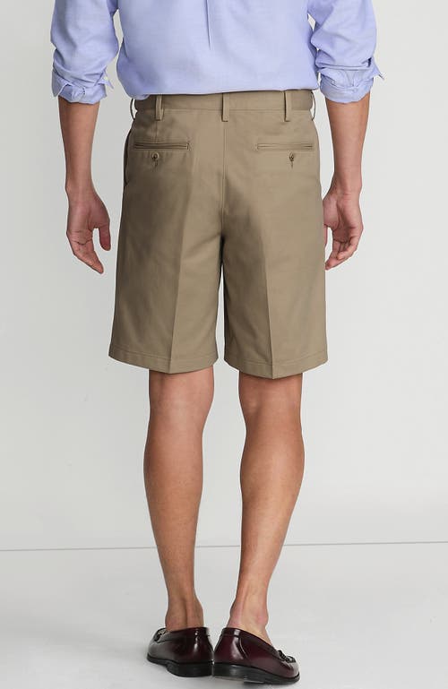 Shop Lands' End Comfort Waist Pleated 9" No Iron Chino Shorts In Khaki