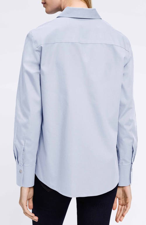 Foxcroft Mary Non-iron Cotton Oxford Button-up Shirt In Blue Wave