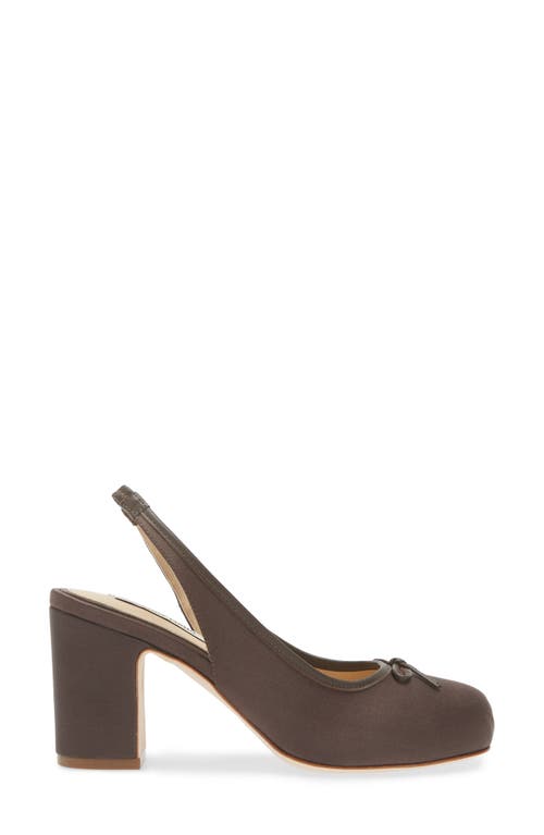 Sandy Liang Square Toe Slingback Ballet Pump In Brunette Satin