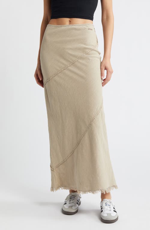 Fray Seam Maxi Skirt in Dark Sand