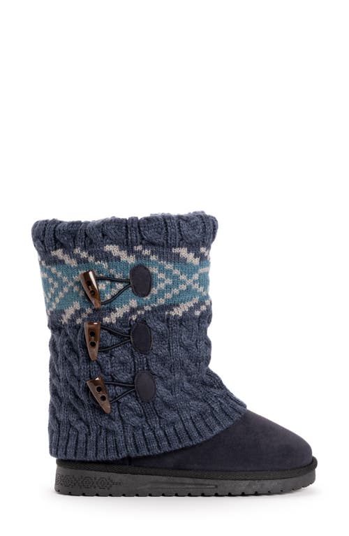 Muk Luks Cheryl Faux Fur Knit Boot In Indigo Marl