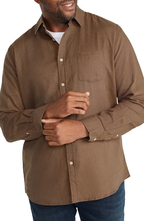 Johnny Bigg Anders Linen & Cotton Button-Up Shirt in Cocoa