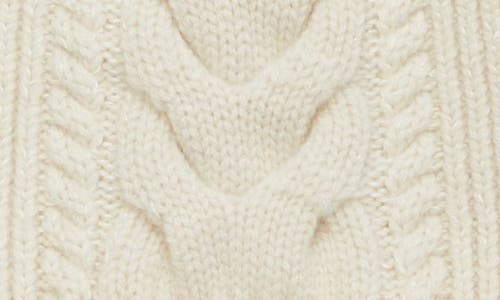 Shop Lafayette 148 New York Pompom Cable Stitch Cashmere & Silk Beanie In Buff Melange