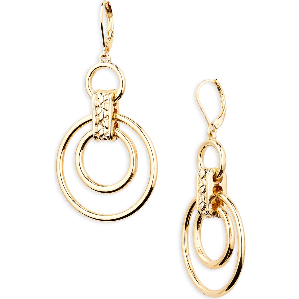 Anne Klein Double Orbital Drop Lever Back Earrings In Gold