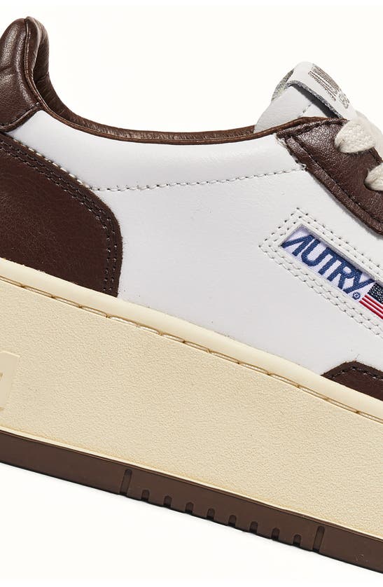 Shop Autry Medalist Sneaker In White/ Chestnut