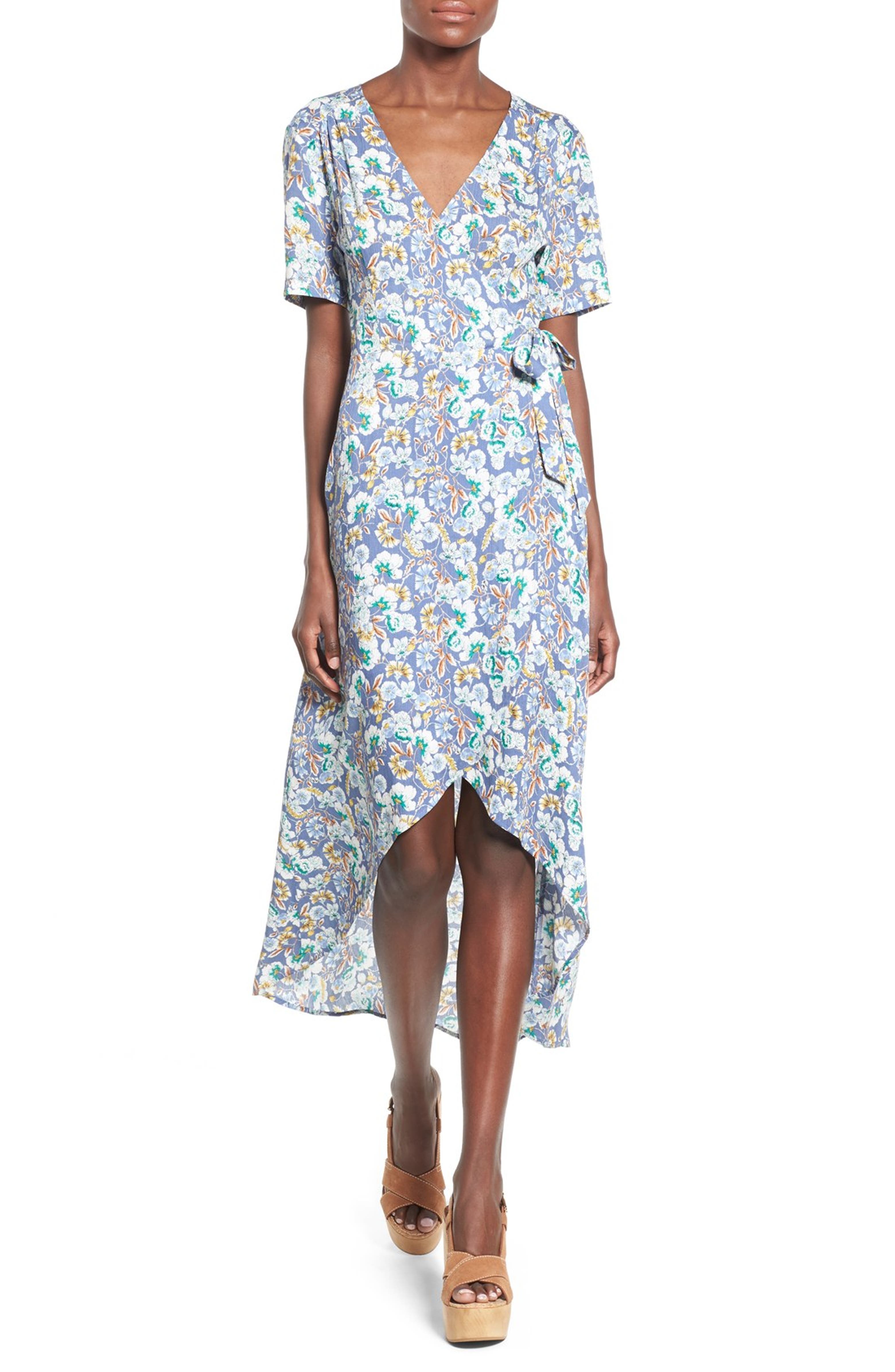 ASTR Floral Print Wrap Front Maxi Dress | Nordstrom