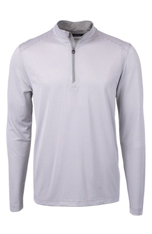 Cutter & Buck Micro Stripe Quarter Zip Recycled Polyester Piqué Pullover In Gray