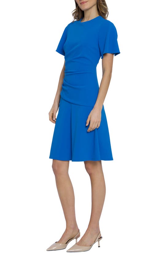 Shop Maggy London Side Pleated Dress In Ocean Blue