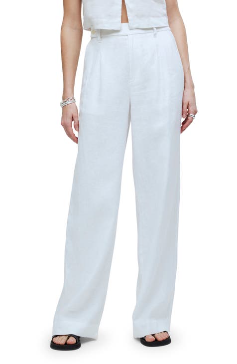 White Eleanor 100% Linen Pyjama Bottoms