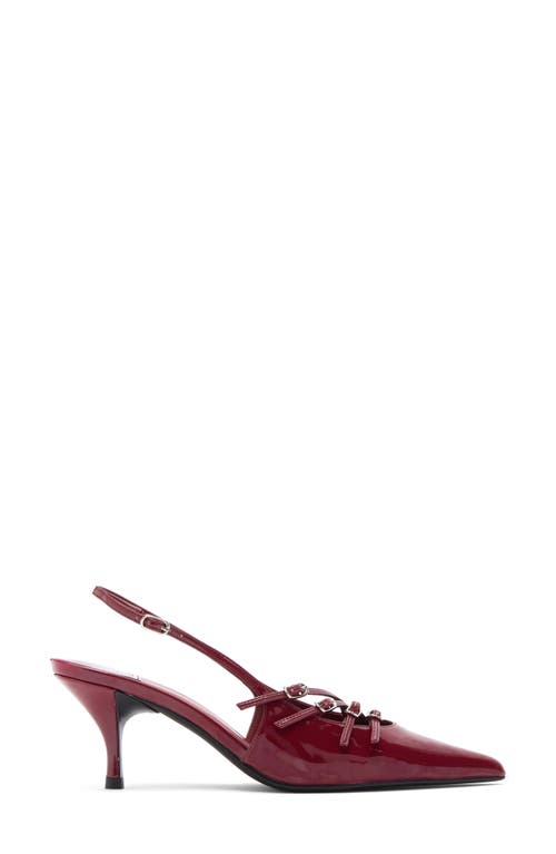 Jeffrey Campbell Lash Pointed Toe Kitten Heel Sandal In Cherry Red Patent