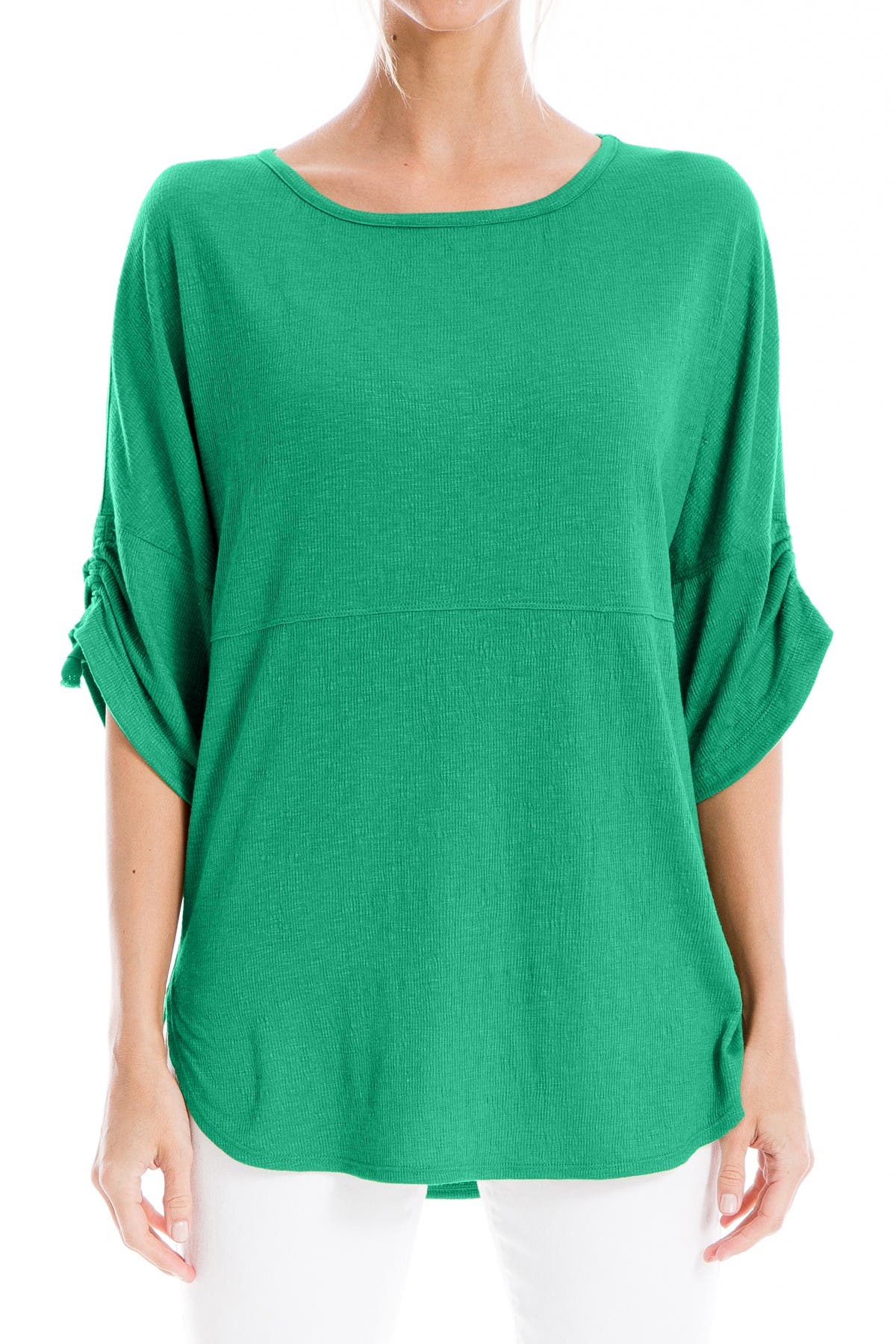 Max Studio | Ruched Sleeve Crew Neck T-Shirt | Nordstrom Rack