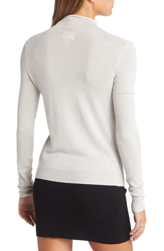 Open Edit Sparkle Turtleneck Sweater In Grey Moonbeam- Silver