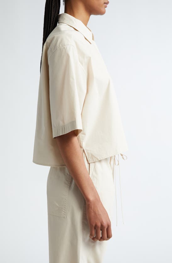 Shop Totême Toteme Crop Organic Cotton Poplin Button-up Shirt In Stone