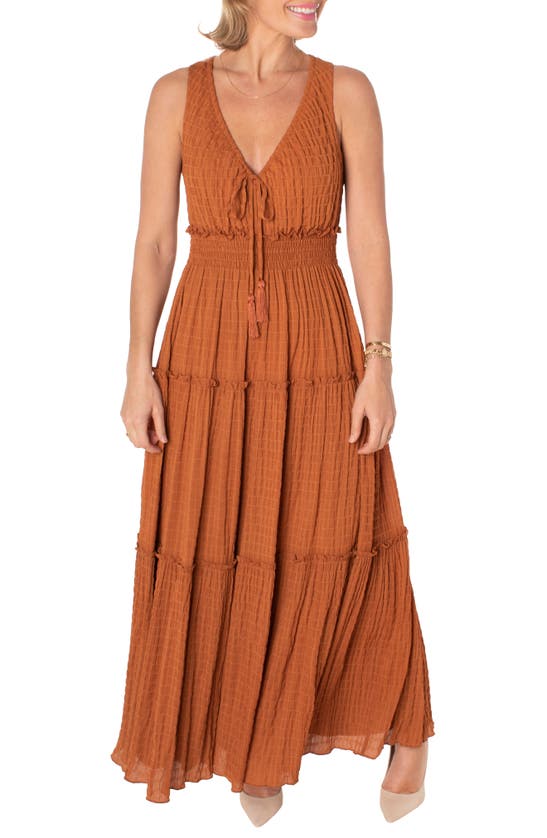 Taylor Dresses Tiered Jersey Dress In Cinnamon ModeSens