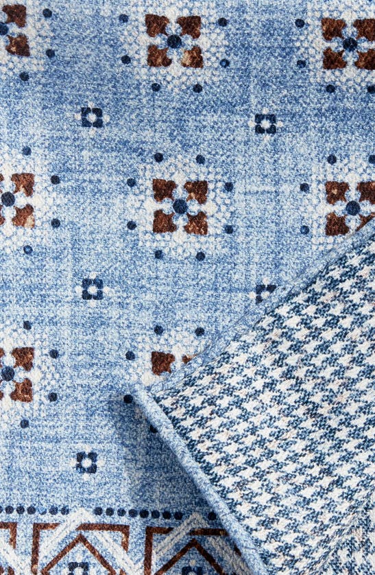 Shop Edward Armah Neat & Houndstooth Prints Reversible Silk Pocket Square In Blue