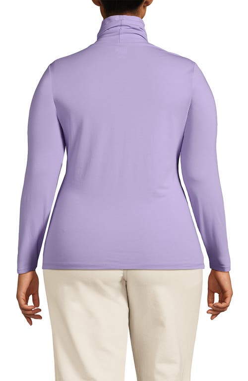 Shop Lands' End Plus Size Lightweight Jersey Skimming Long Sleeve Turtleneck In Lavender Cloud