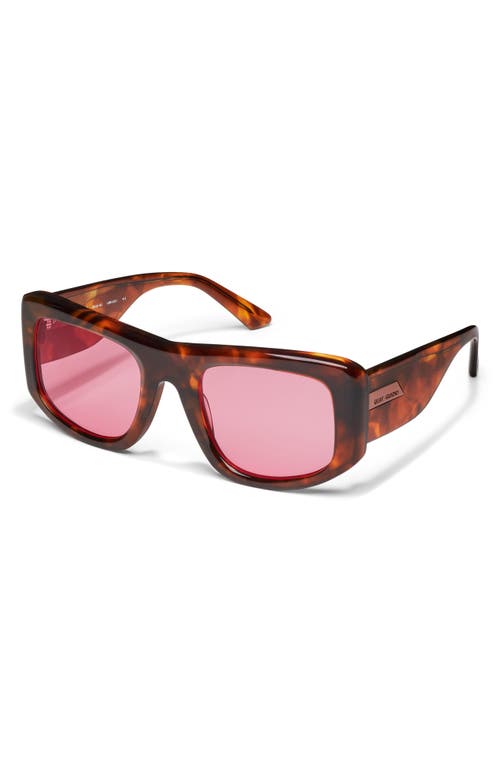 Shop Quay X Guizio Uniform 53mm Square Sunglasses In Brown Tortoise/rose