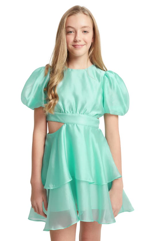 Shop Bardot Junior Kids' Enya Cutout Organza Minidress In Minty