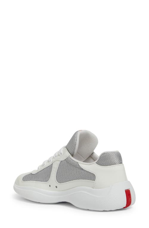 Prada Mesh Stitching Leisure Sports Shoes In Bianco/argento
