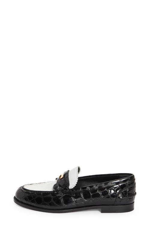 Shop Christian Louboutin Penny Loafer In White/black