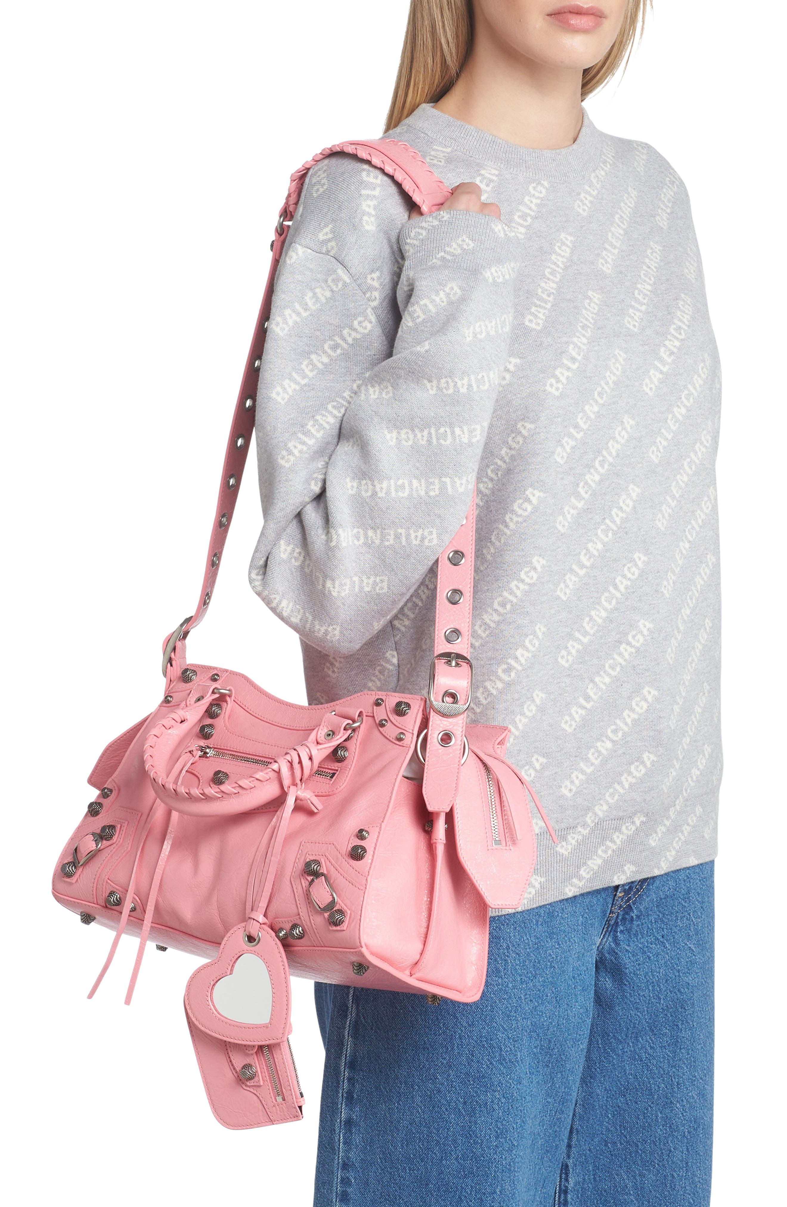 Balenciaga Small Neo Cagole Leather Shoulder Bag in Sweet Pink