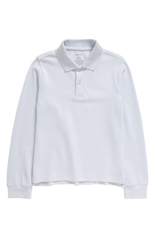 Shop Nordstrom Kids' Long Sleeve Piqué Polo In Light Blue Ice