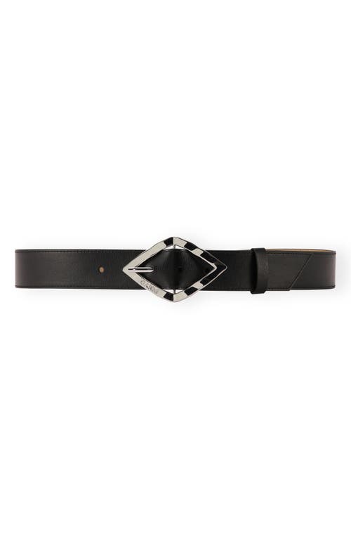 Ganni Diamond Buckle Recycled Leather Belt in Black at Nordstrom, Size Medium