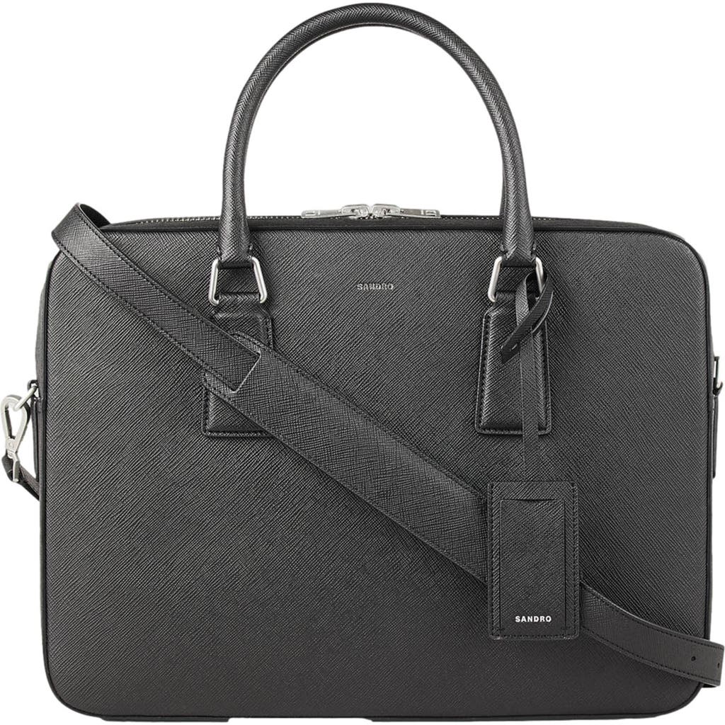 Sandro Synthetic Leather Briefcase In Black