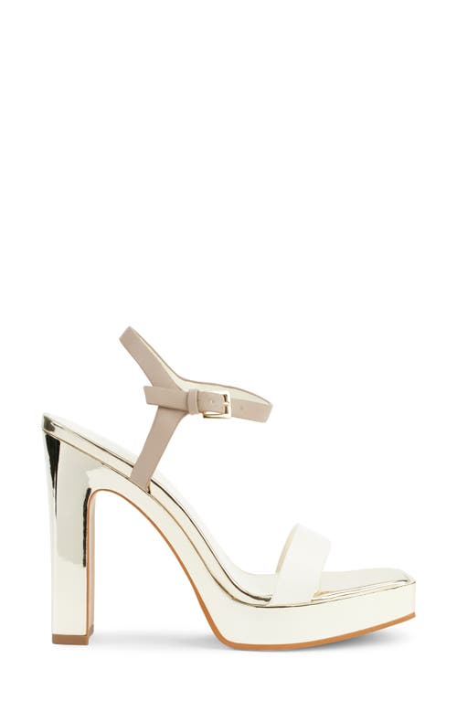 Shop Dkny Maiden Ankle Strap Platform Sandal In Cream/light Toffee