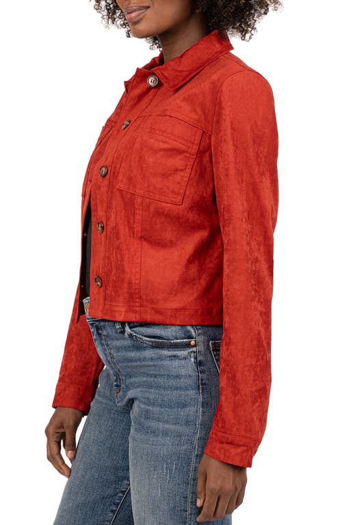 Shop Kut From The Kloth Matilda Crop Faux Suede Jacket In Red