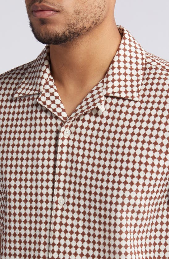 Shop Ted Baker Oise Textured Cotton Camp Shirt In Brown