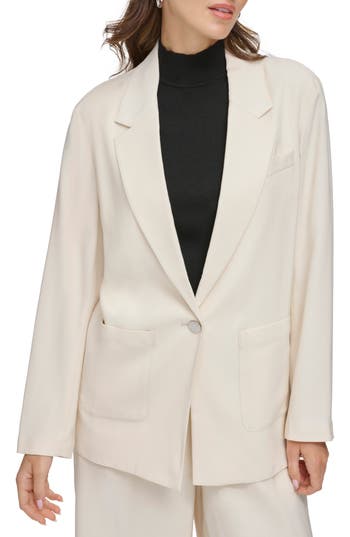 Dkny One-button Jacket In Neutral