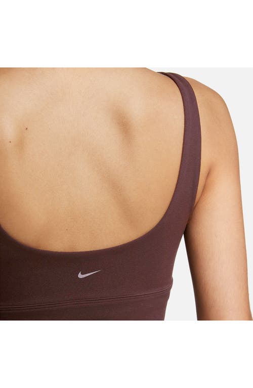 Shop Nike Alate Solo Dri-fit Longline Sports Bra In Earth/white