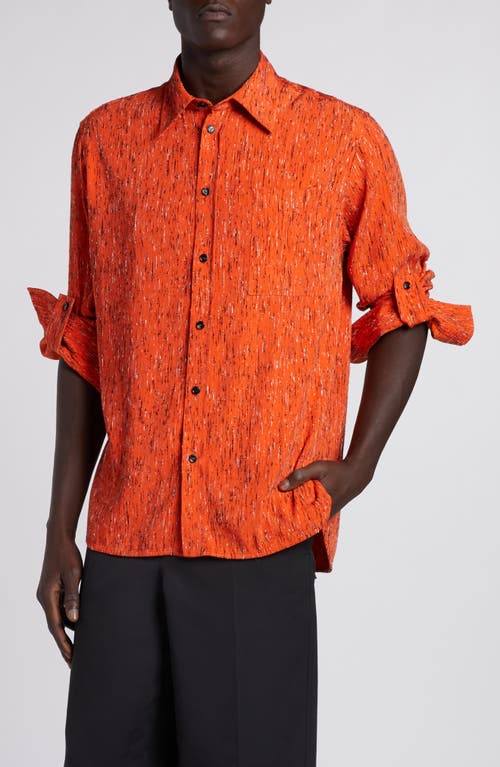 Bottega Veneta Texture Stripe Button-up Shirt In Orange