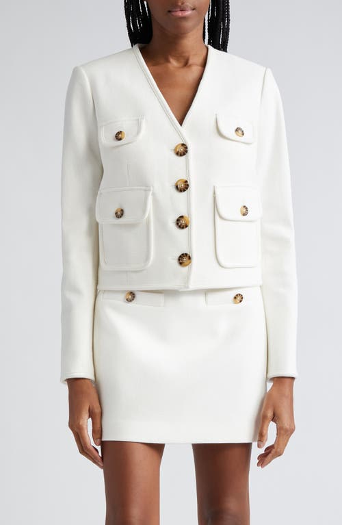 Veronica Beard Isola Stretch Cotton Jacket Off White at Nordstrom,
