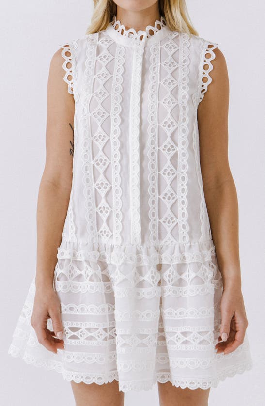 Shop Endless Rose Sleeveless Lace A-line Dress In White