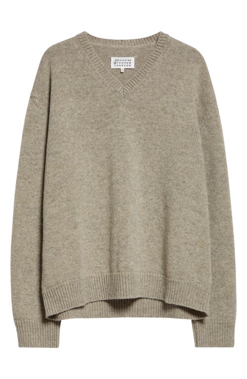 Shop Maison Margiela Oversize V-neck Wool Sweater In Beige