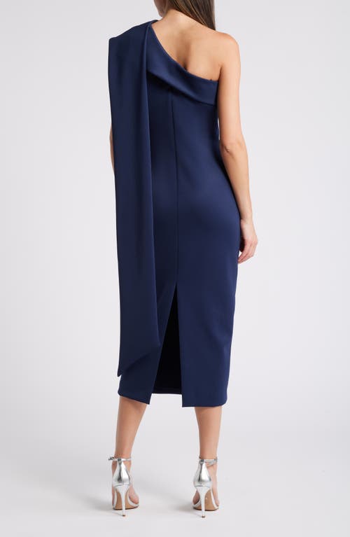 Shop Black Halo Dolores One-shoulder Satin Cocktail Dress In Pacific Blue