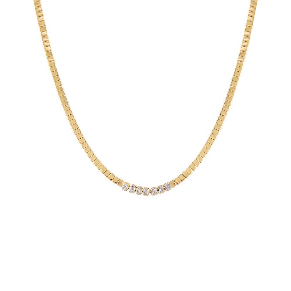 BY ADINA EDEN Diamond Baguette Accented Solid Tennis Necklace 14K in 14K Gold Cover