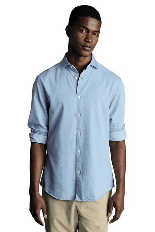 Slim Fit Cutaway Collar Denim Shirt in Light Blue