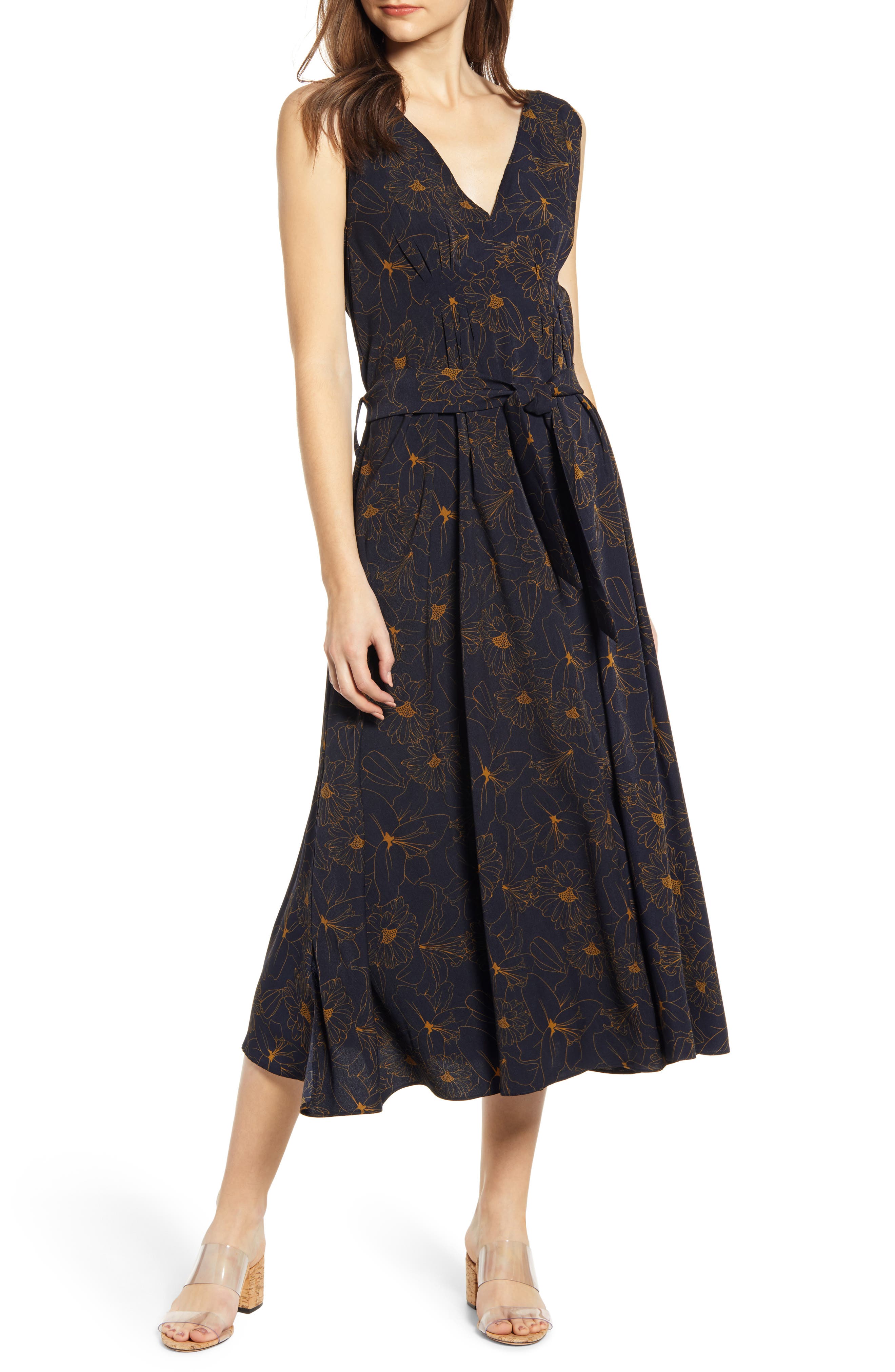 Bishop + Young Belted Floral Dress, Blue