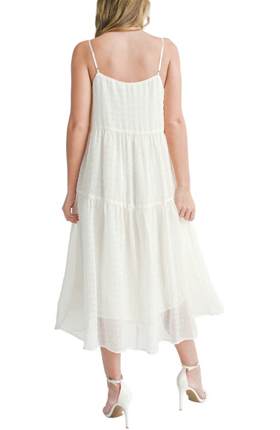 Shop Lush Textured Tiered Midi Dress In Cream