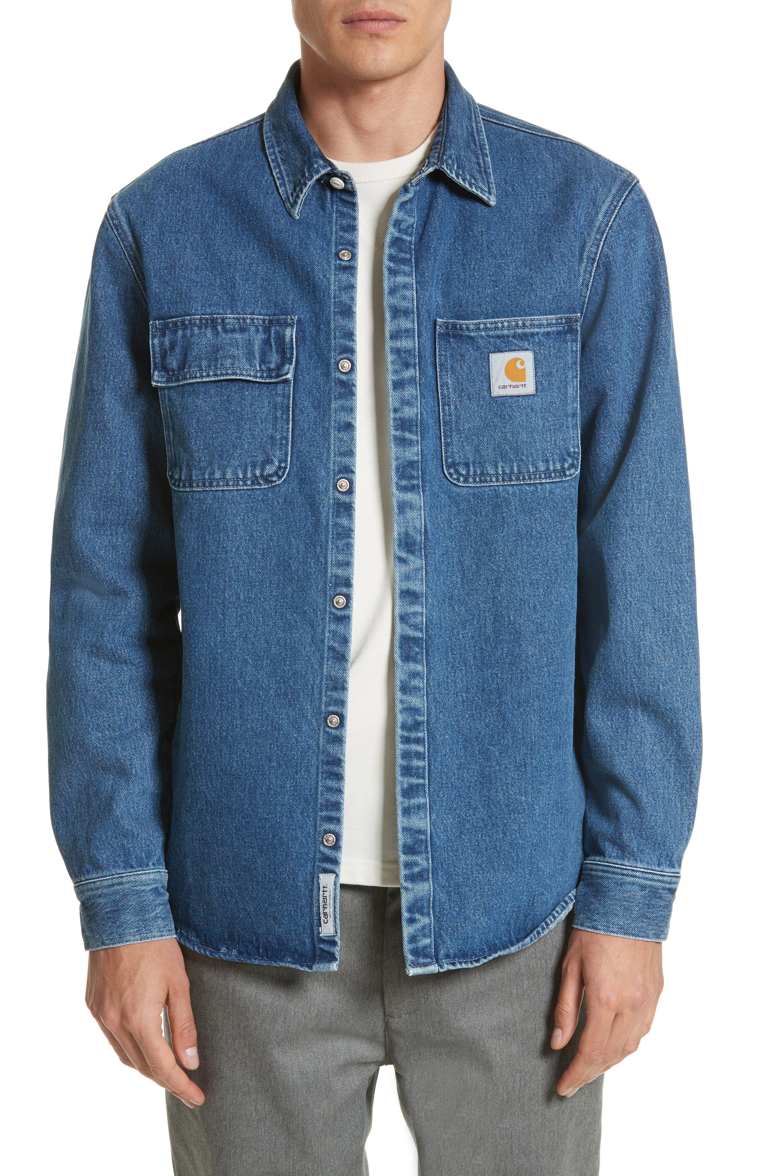 carhartt wip salinac denim shirt jacket