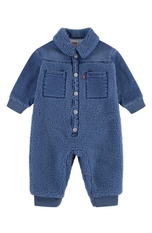 levi's Denim & Fleece Romper in Blue Horizon 