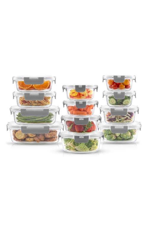 Shop Joyjolt 24-piece Glass Food Storage Containers With Airtight Lids In Clear/light Grey