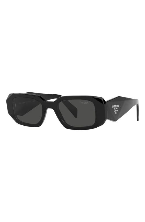 Prada Runway 49mm Rectangular Sunglasses In Black/dark Grey