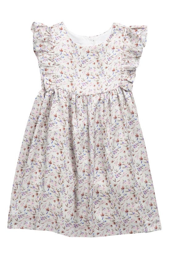 Nordstrom Rack Kids' Floral Ruffle Satin Fit & Flare Dress In White Floral